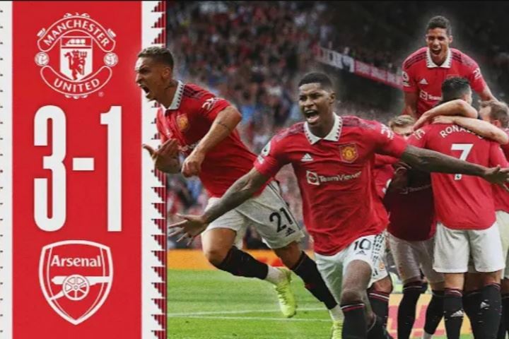 首秀即破门！22年英超，安东尼左脚兜射破僵，曼联3-1力克阿森纳